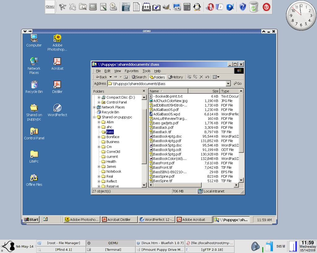 My working Puppy XFCE desktop with Win2K
